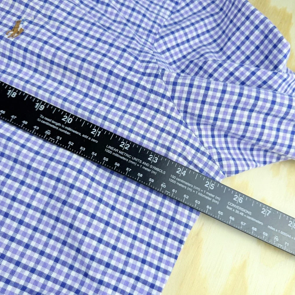 Polo Ralph Lauren Mens Gingham Check‎ Button Down Shirt Purple Blue White XL